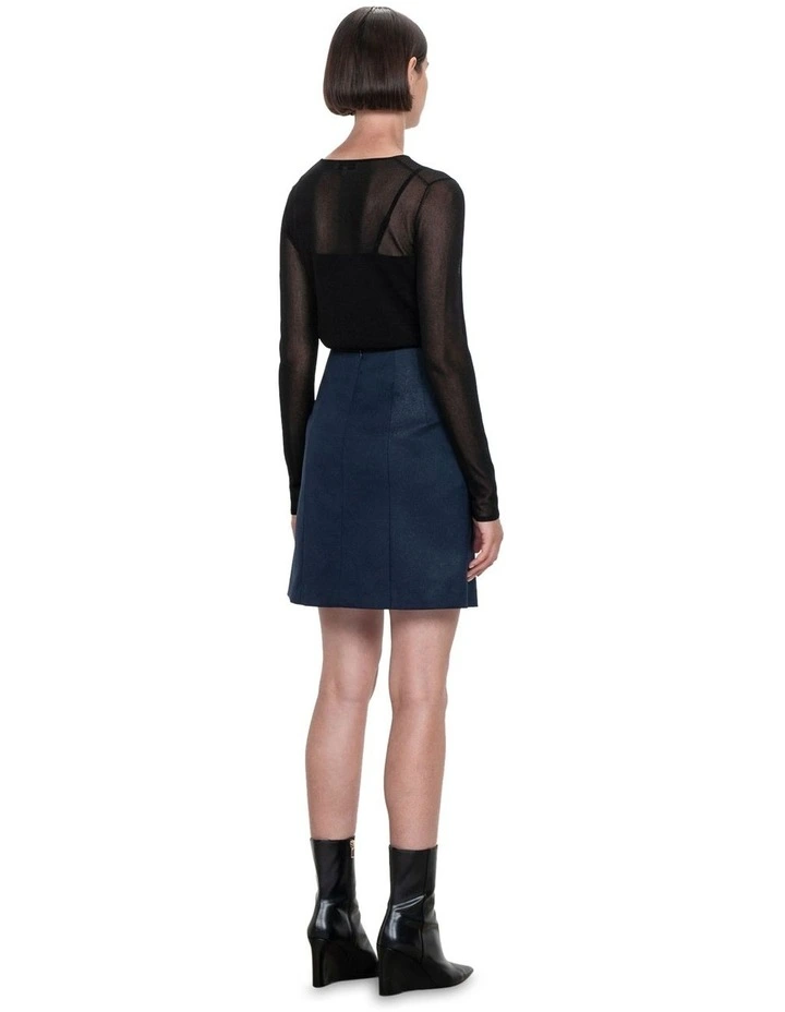 Lurex Twill Short Skirt in Navy