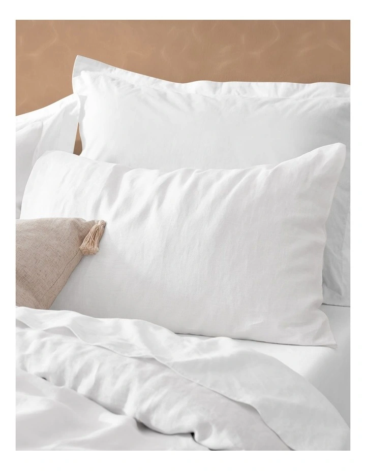 Vintage Washed Hemp Linen Quilt Cover Set in White