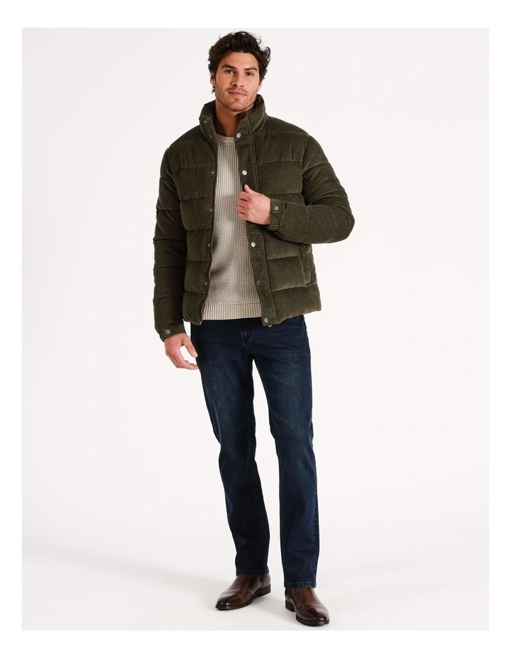 Port Campbell Cord Puffer Jacket in Khaki