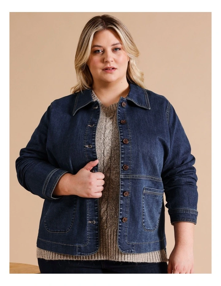 Stretch Denim Jacket in Mid Wash