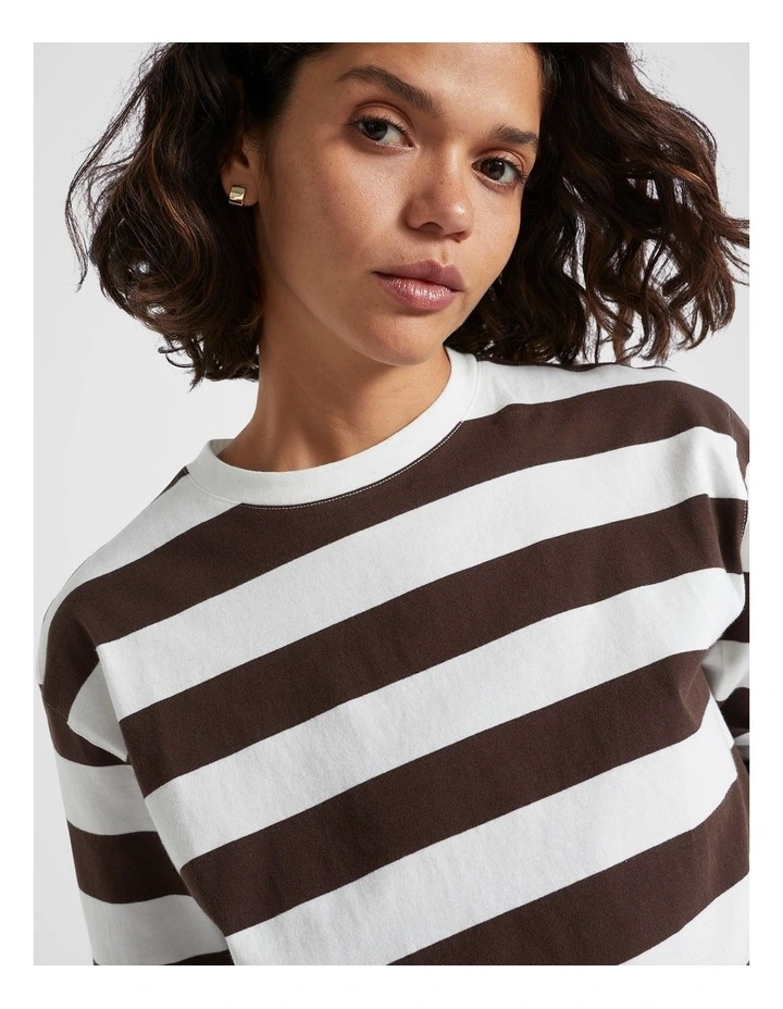 Long Sleeve Stripe Top in Dark Espresso Stripe