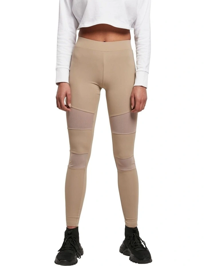 Tech Mesh Active Leggings in Soft Taupe