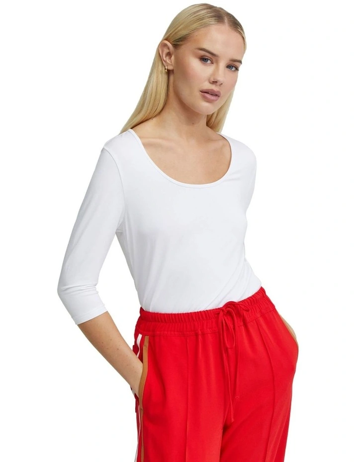 Delilah Scoop Neck Long Sleeve T-shirt in White