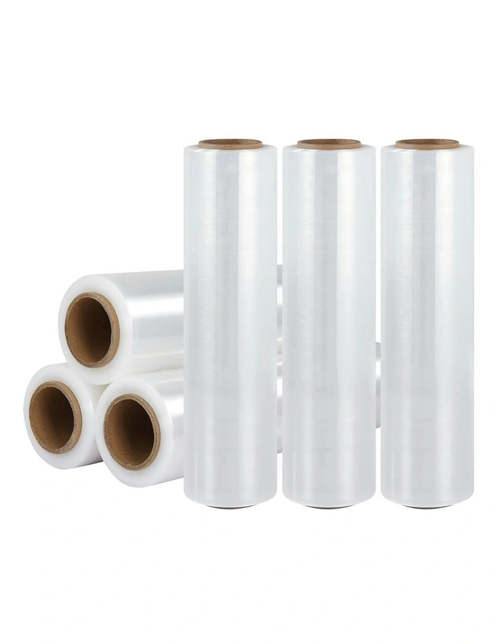 Stretch Film Pallet Shrink Wrap 6 Rolls Package Use Plastic 500mmx400m in Clear