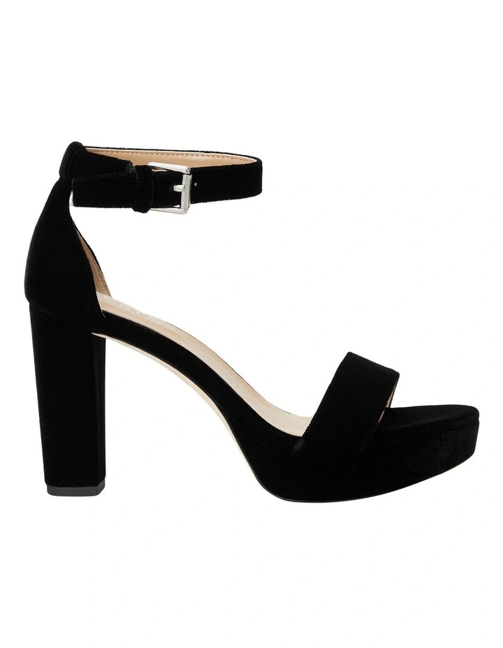 Sylvia Black Velvet Sandal in Black