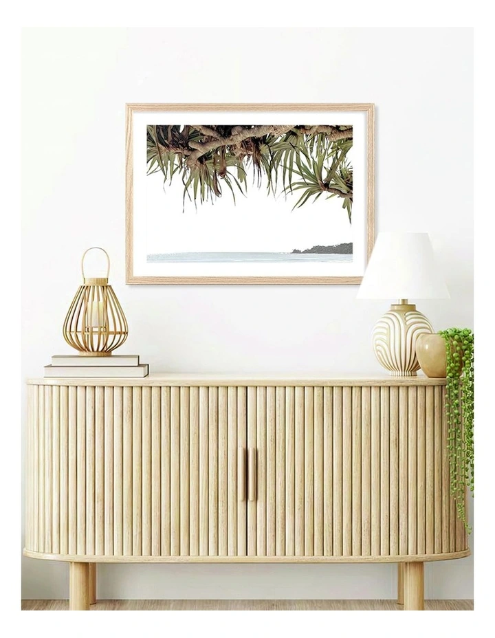 Australian Made Byron Beach View Art Print A3 in Natural Frame