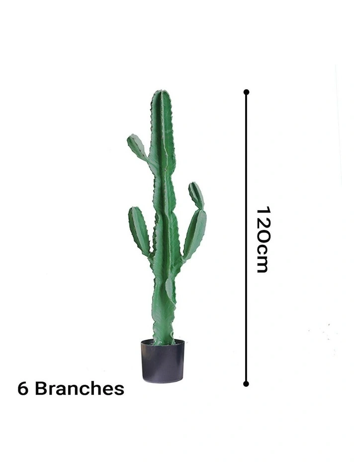 Potted Artificial 6 Heads Cactus Plant 120cm in Multi