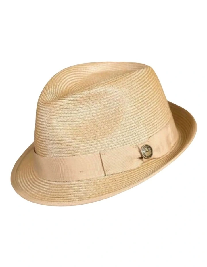 Baseline Stingy Brim Fedora Hat Trilby Summer Straw in Tan