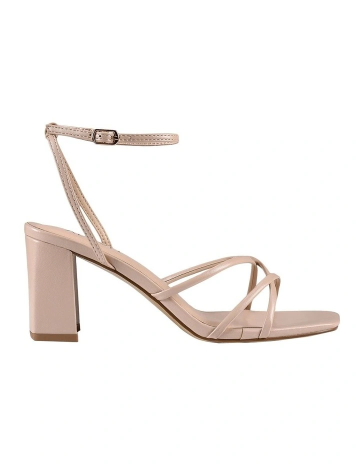Nakita Low Block Heels Sandal in Nude Smooth