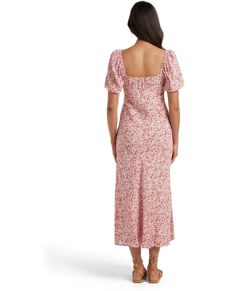 Lorelai Ruched Front Midi Dress in Red