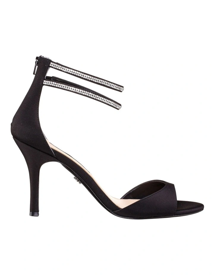 Viktora Sandals in Black Luster Satin