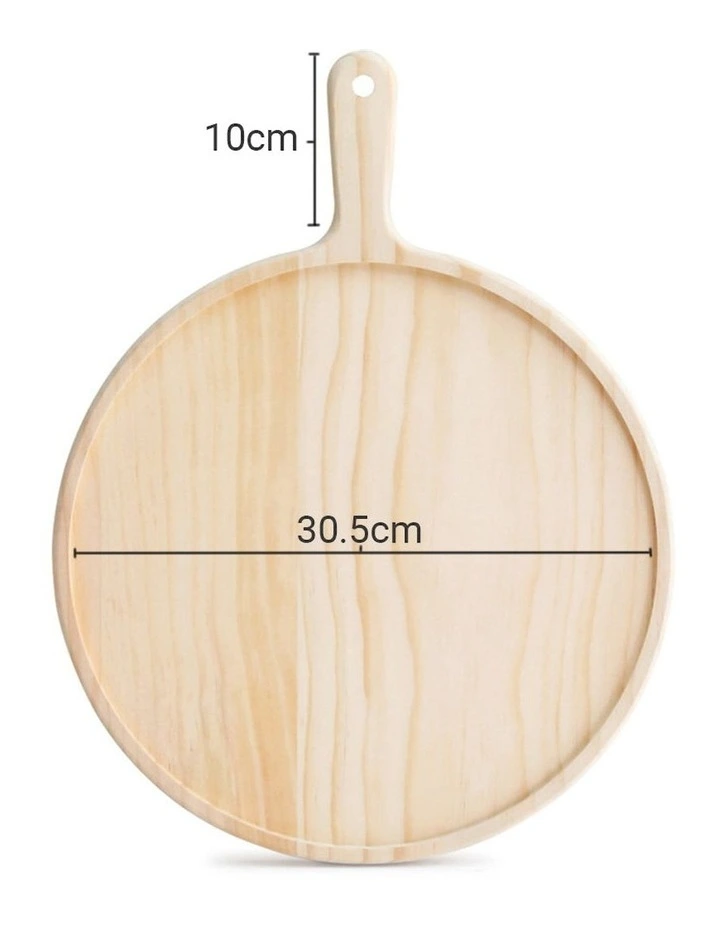 Round Premium Wooden Pine Food Serving Tray 12inch in Brown
