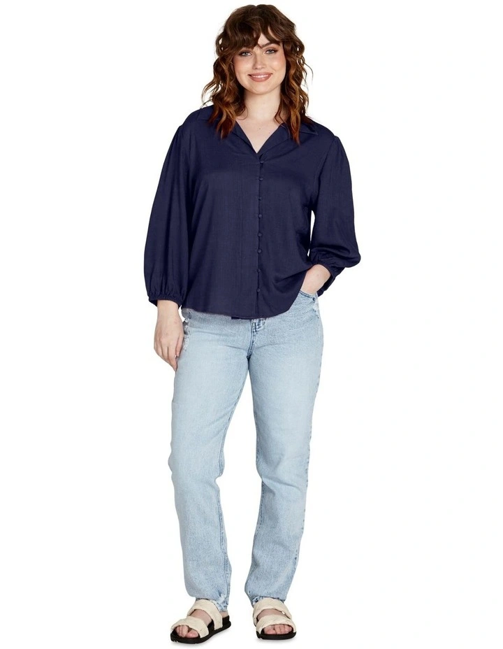 Francesca Flowy Top in Navy