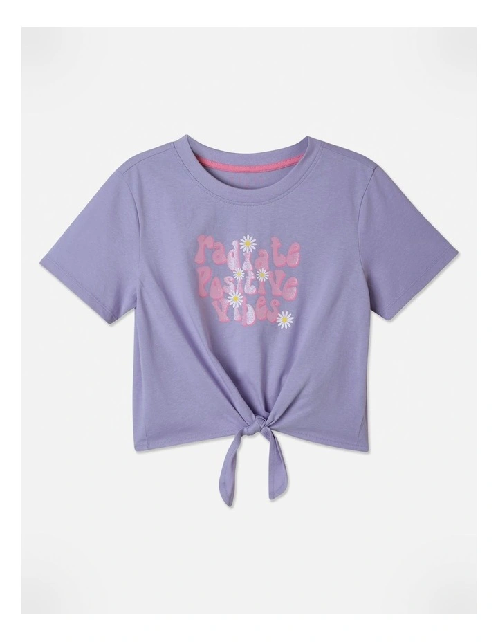 Essentials Tie Front Tee in Lilac