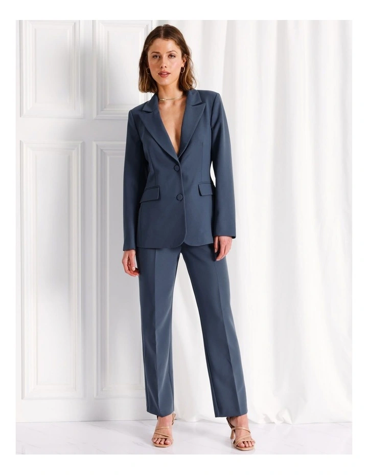 Recycled Blend Single Breasted Blazer in Blue