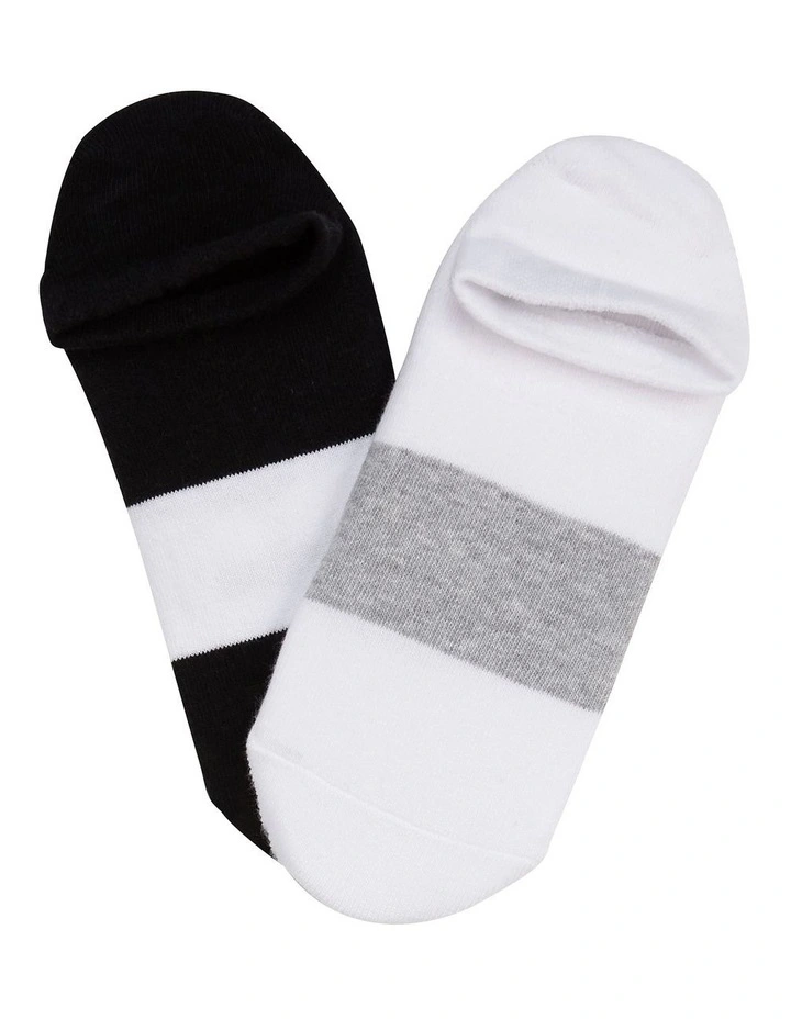 Move No Show Socks 2 Pack In Black And White