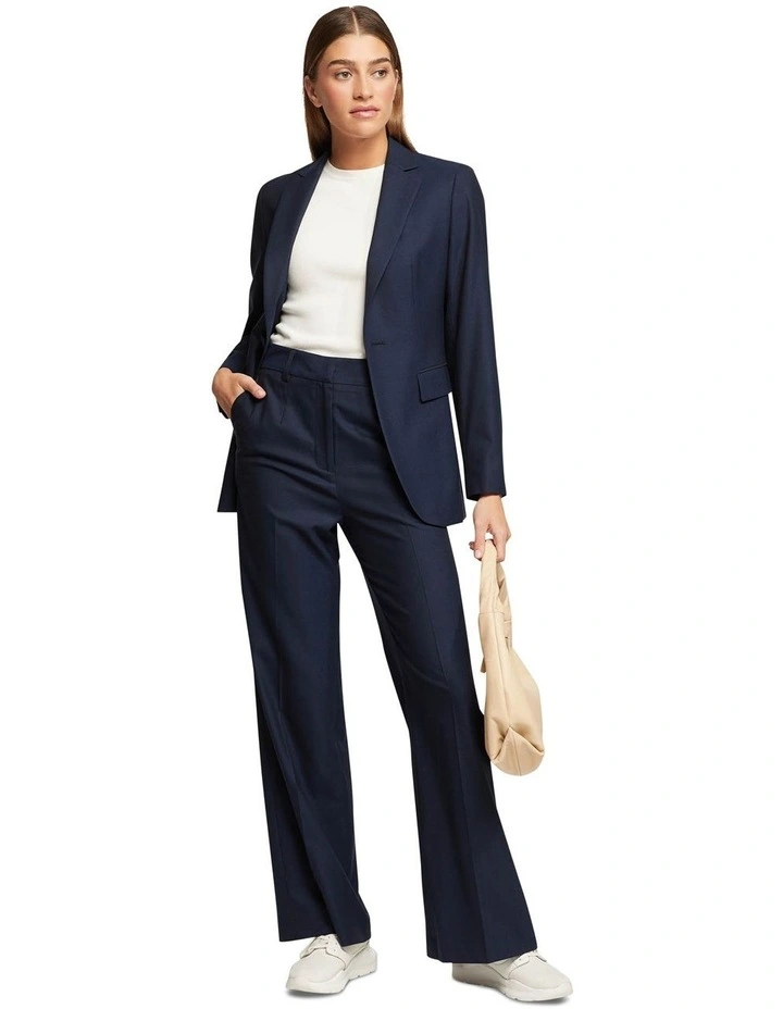 Ebony Wool Stretch Suit Jacket in Navy