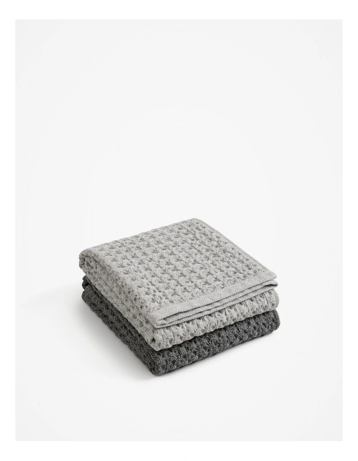 Meeka Australian Cotton Tea Towel Pack Of 2 in Grey Marle