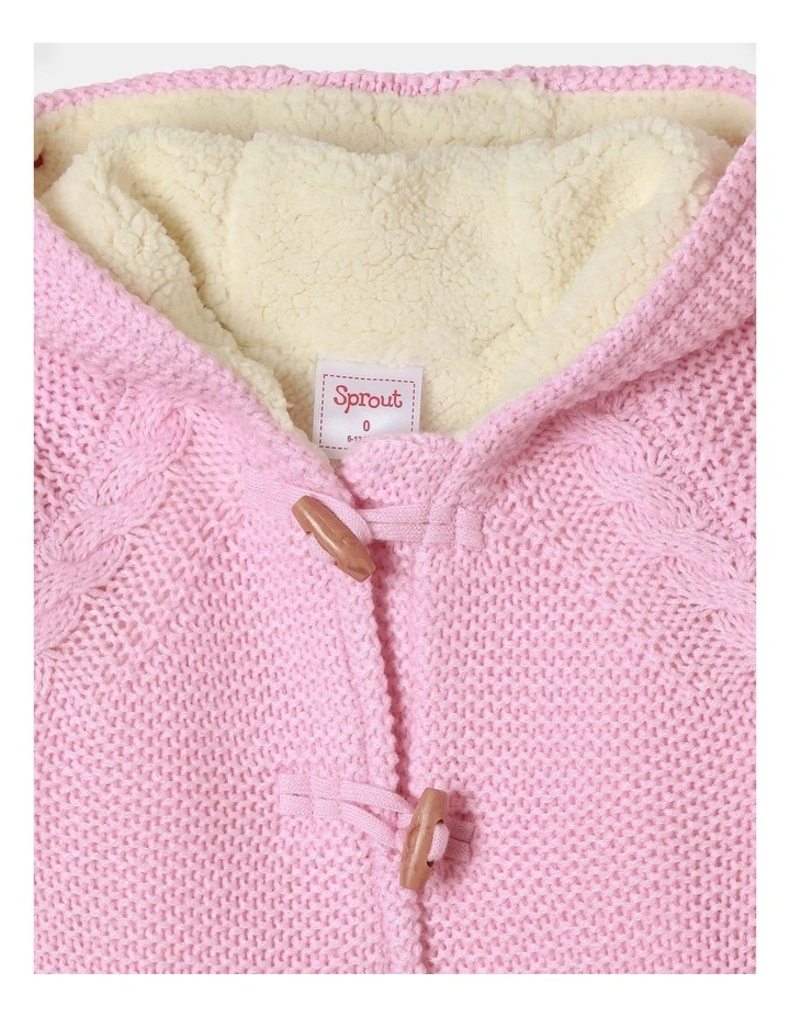 Sherpa Lined Duffle Hooded Cardigan in Pink