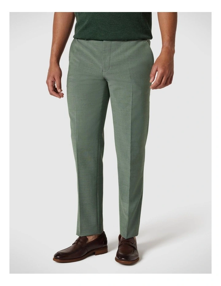 Slim Stretch Wool Blend Tailored Pant in Light Forest