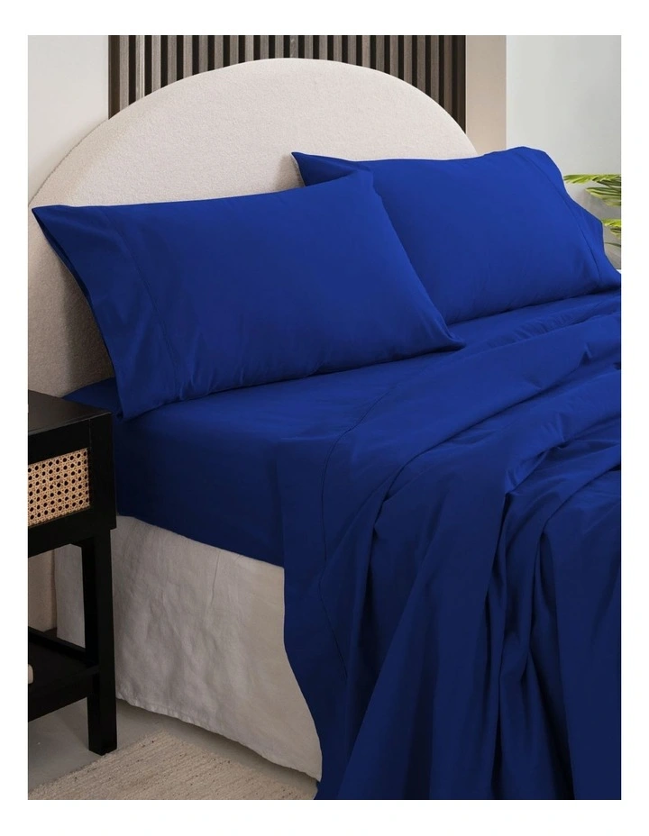Vintage Washed 100% Cotton Sheet Set in Royal Blue