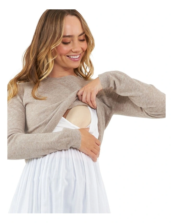 Sandy Detachable Nursing Knit Top in Latte