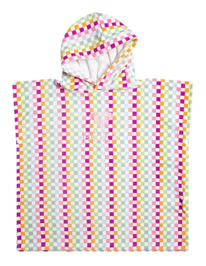 Stay Magical Printed Hooded Poncho Towel in Bright White Check