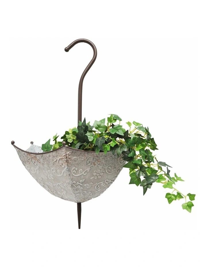 Embossed Umbrella Hanging Planter 42x27x-59cm in Rust