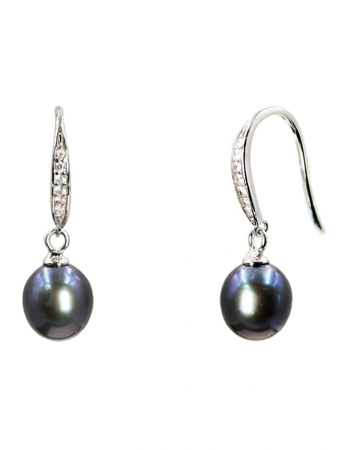 Elegant Peacock Black Pearl Drop Earrings