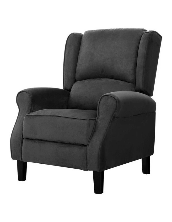 Recliner Chair Adjustable Sofa Lounge Soft Suede Armchair Couch in Black