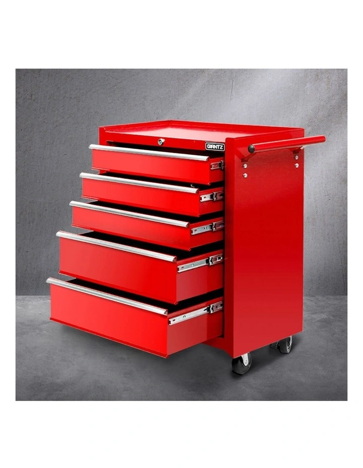 5 Drawer Trolley Toolbox in Red