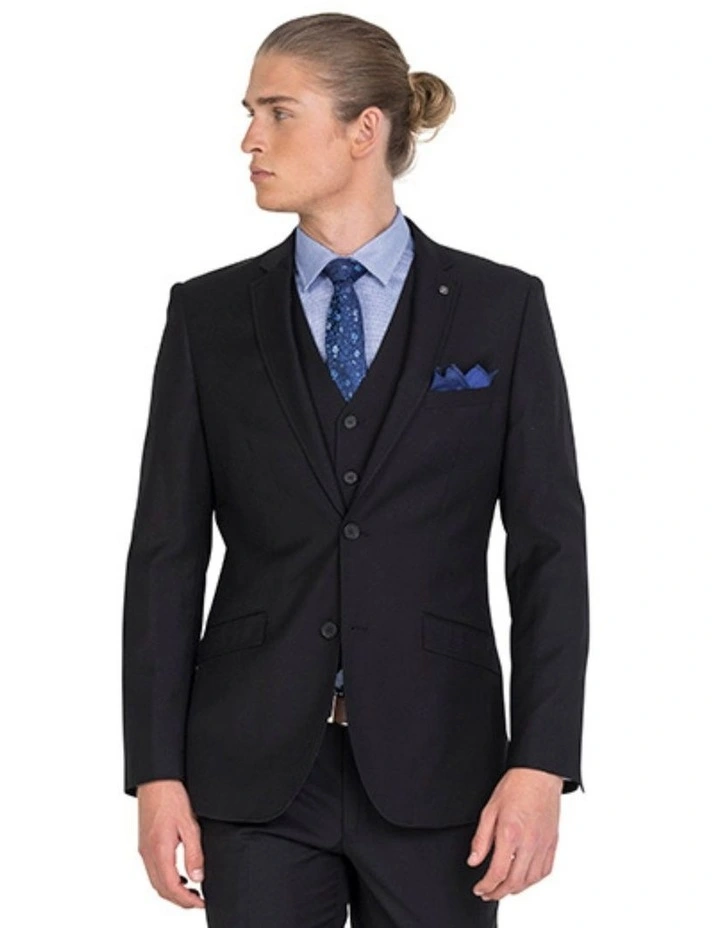 Tailored Fit Long Jacket in Black