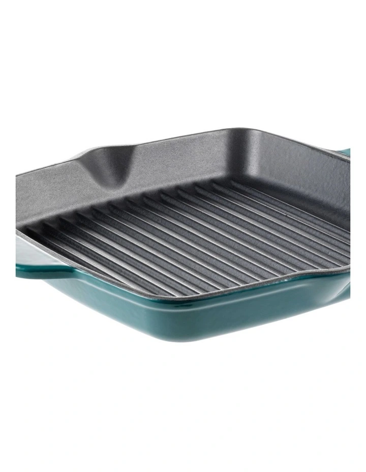 Olive Cast Iron Grill Pan 26cm in Teal