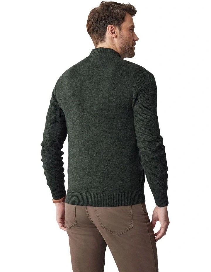 Zip Through Cardigan in Khaki
