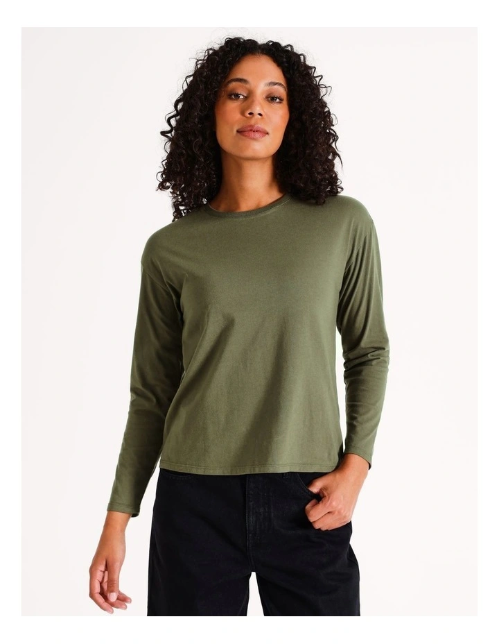 Organic Blend Long Sleeve Tee in Khaki