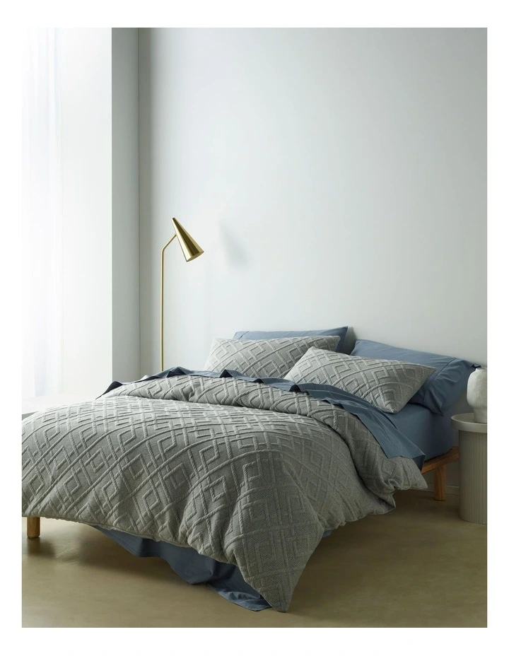 Weston Jersey Jacquard Quilt Cover Set in Charcoal