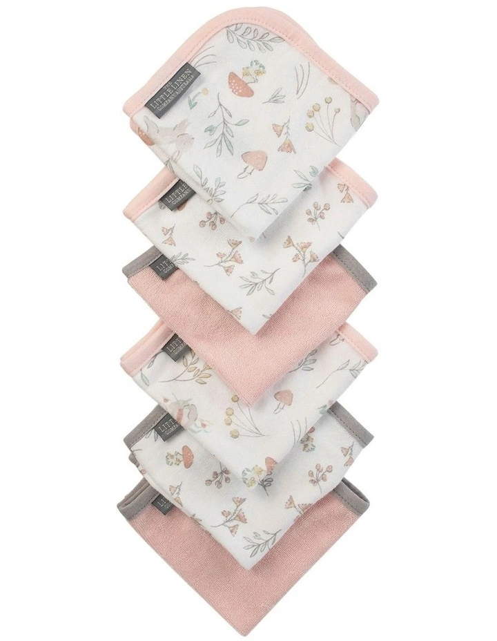 Harvest Bunny Towelling Washer 6 Pack in Dusty Pink