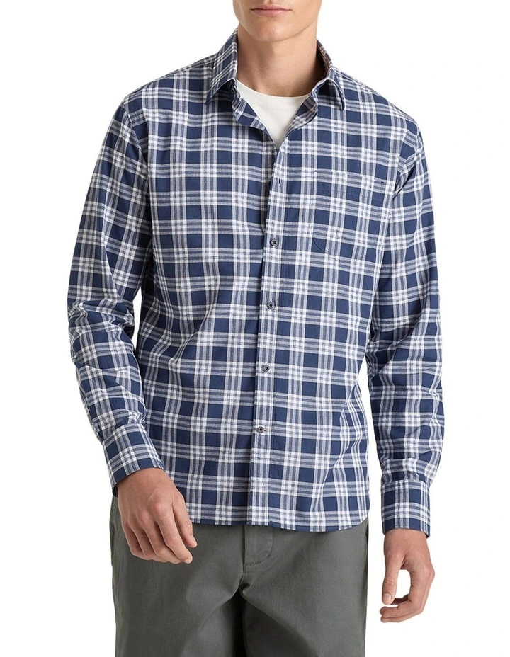 Marcel Check Shirt in White/Navy