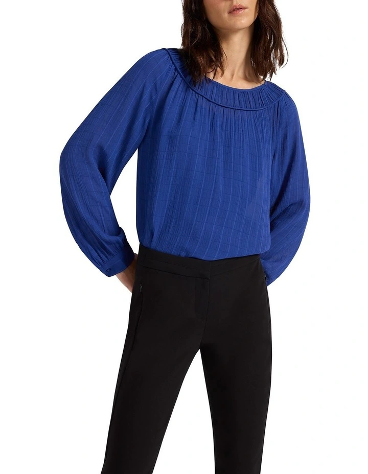 Lacey Jacquard Blouse in Ultramarine
