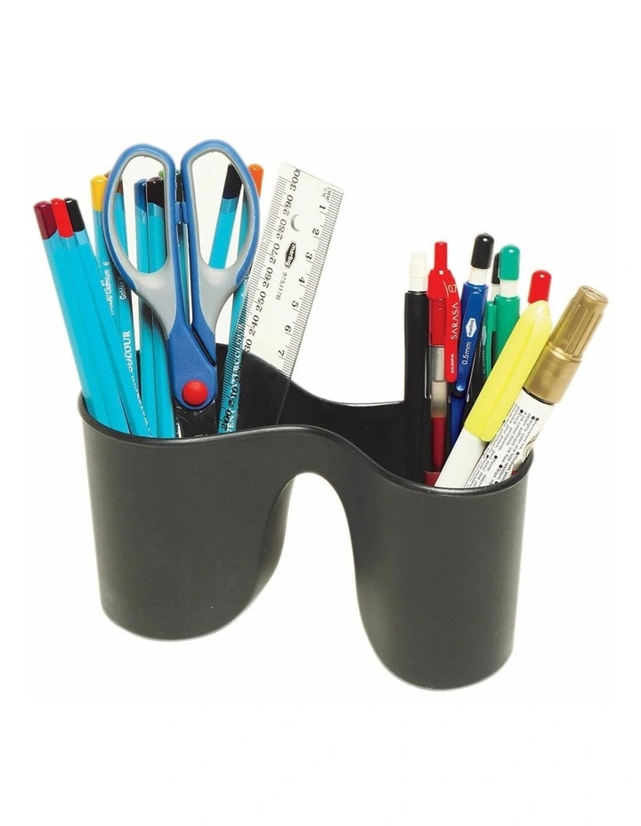 Enviro Duo Double Pencil Cup Pen Holder/Storage for School/Office Black