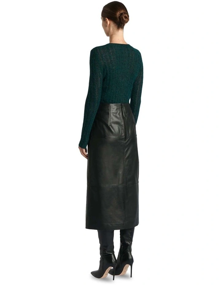 Fine Alpaca Cable Knit Sweater in Teal