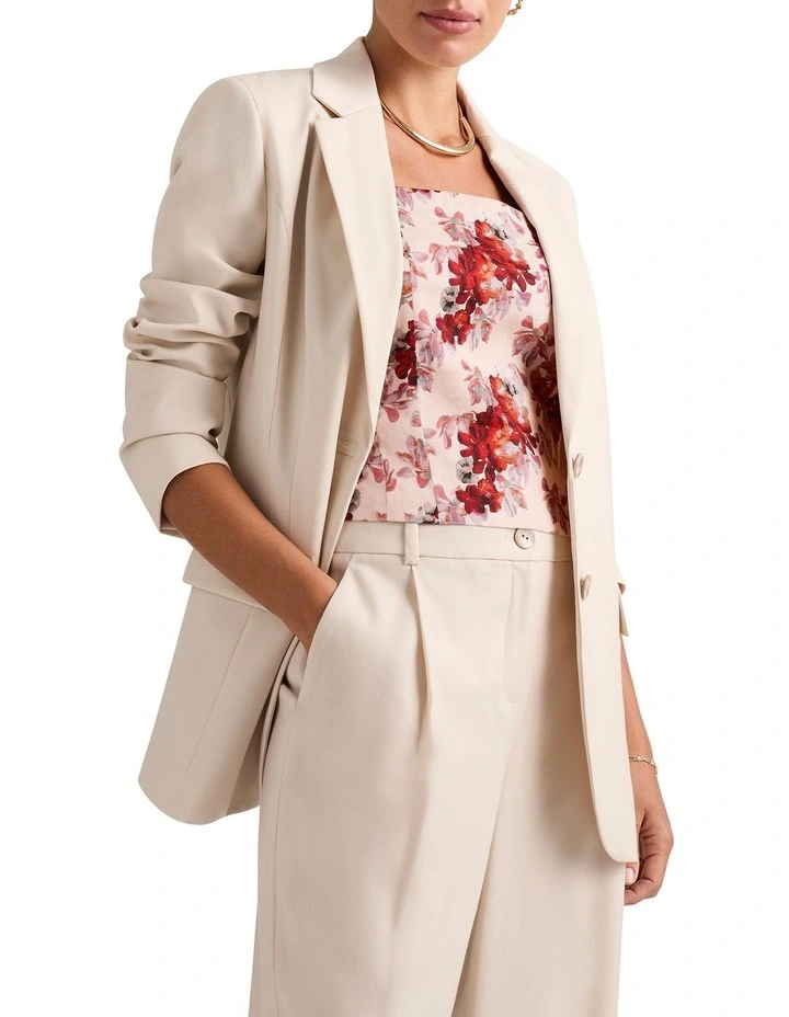 Lucille Wool Blend Blazer in Macadamia