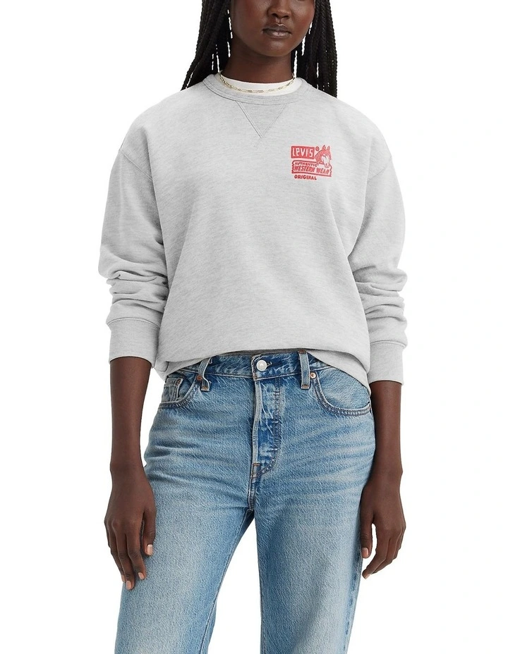 Graphic Signature Crewneck Sweatshirt in Heather Gray