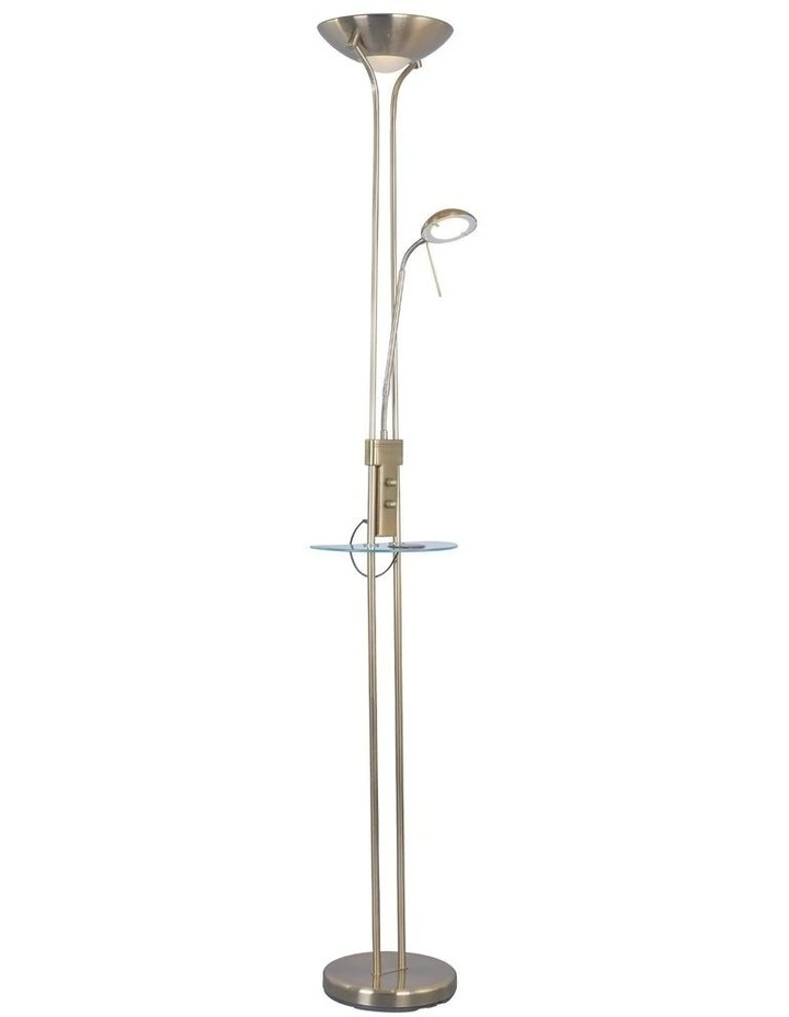 Seed USB LED Mother & Child Floor Lamp in Antique Brass