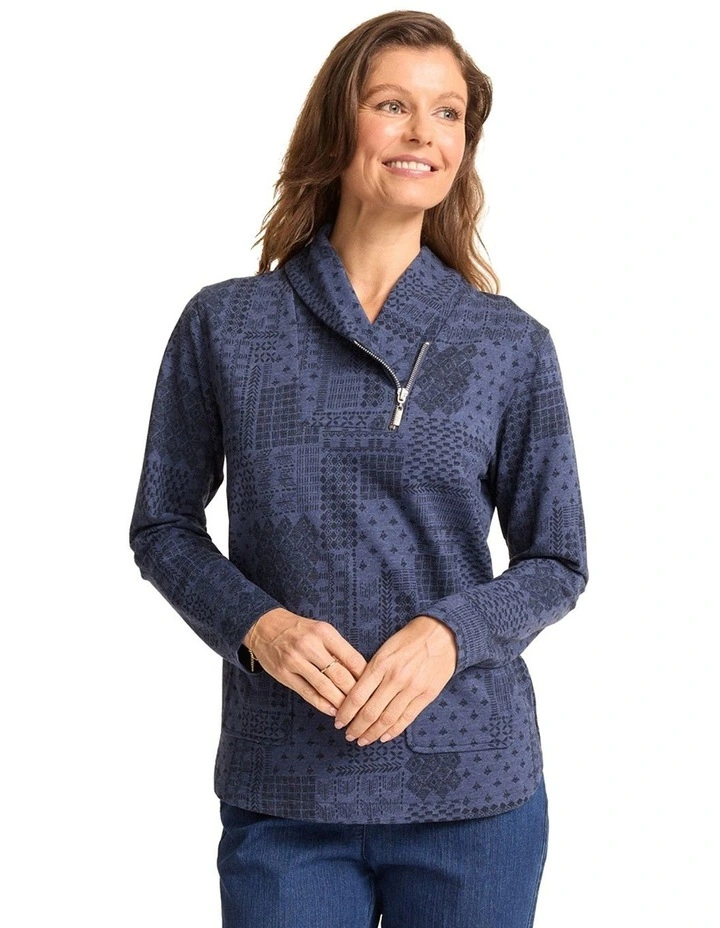 Kori 1/2 Zip Top in Monsoon Marle