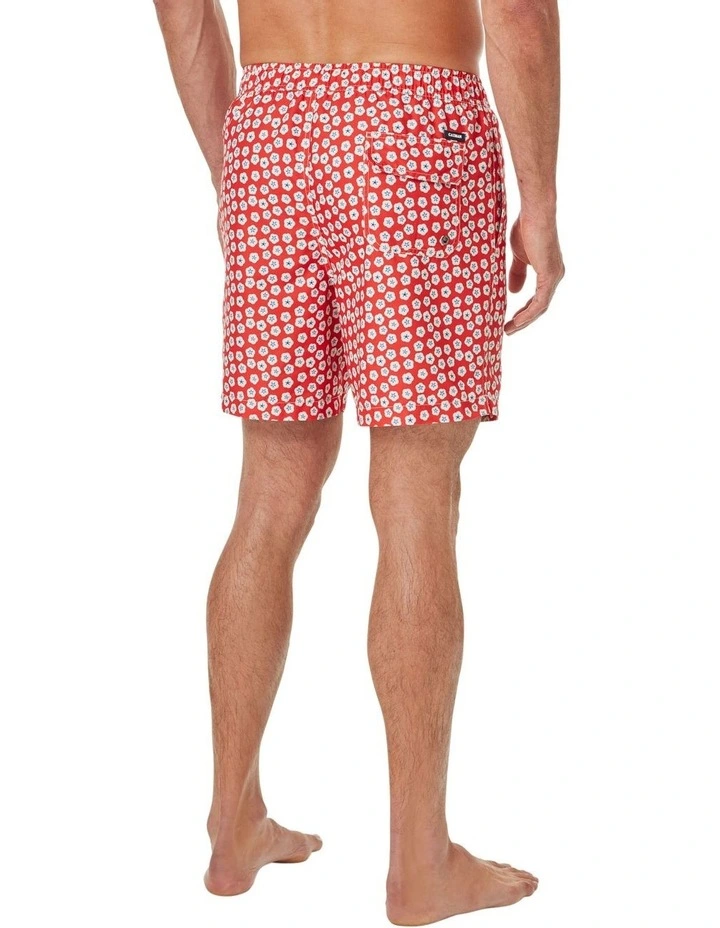 Geo Floral Shorts in Washed Red