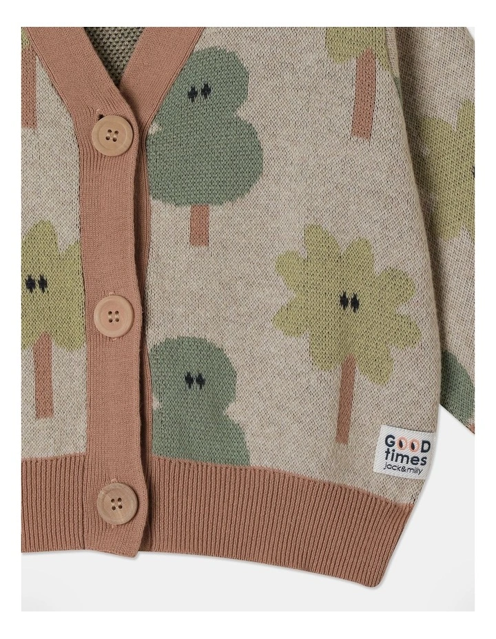 Liam Intarsia Knit Cardigan in Oat Marle