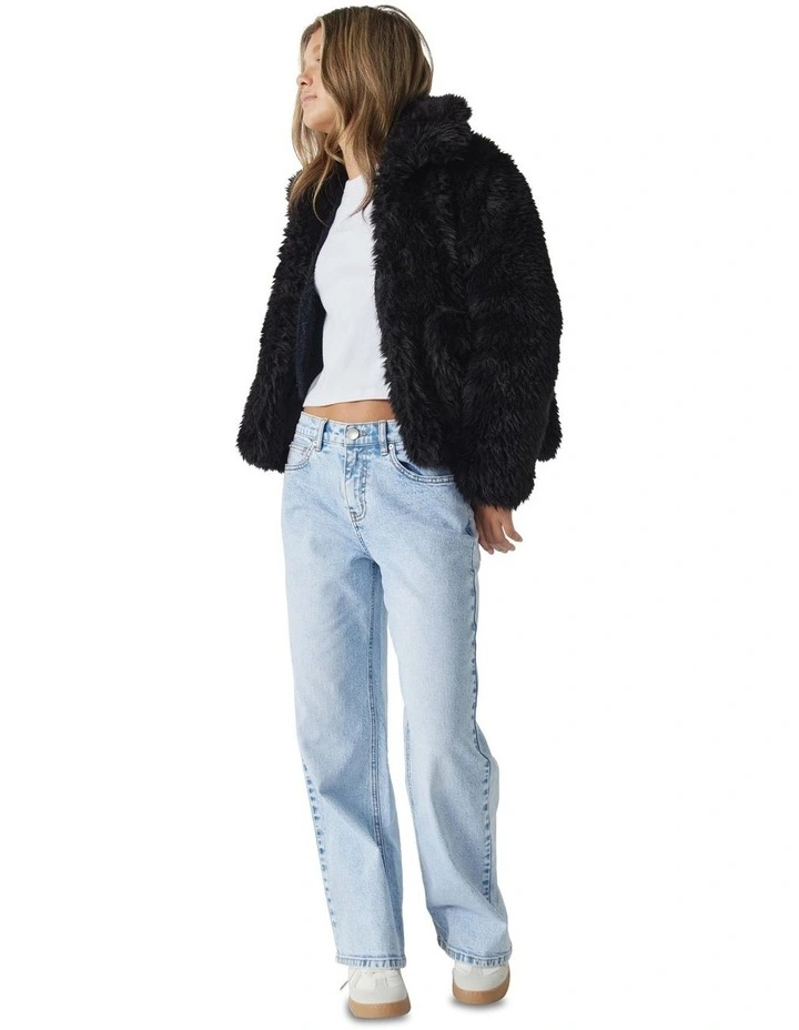 Lily Faux Fur Jacket in Black
