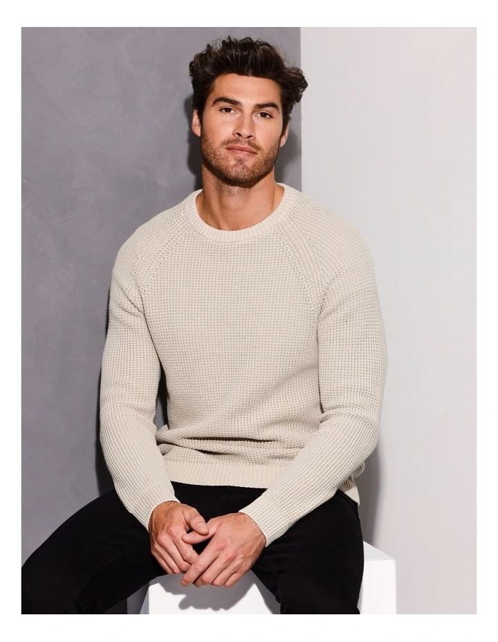 Falcon Fisherman Crew Knit in Oatmeal