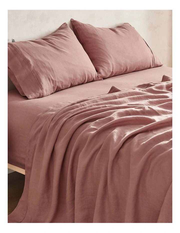 European Flax Linen Sheet Set in Rose Gold